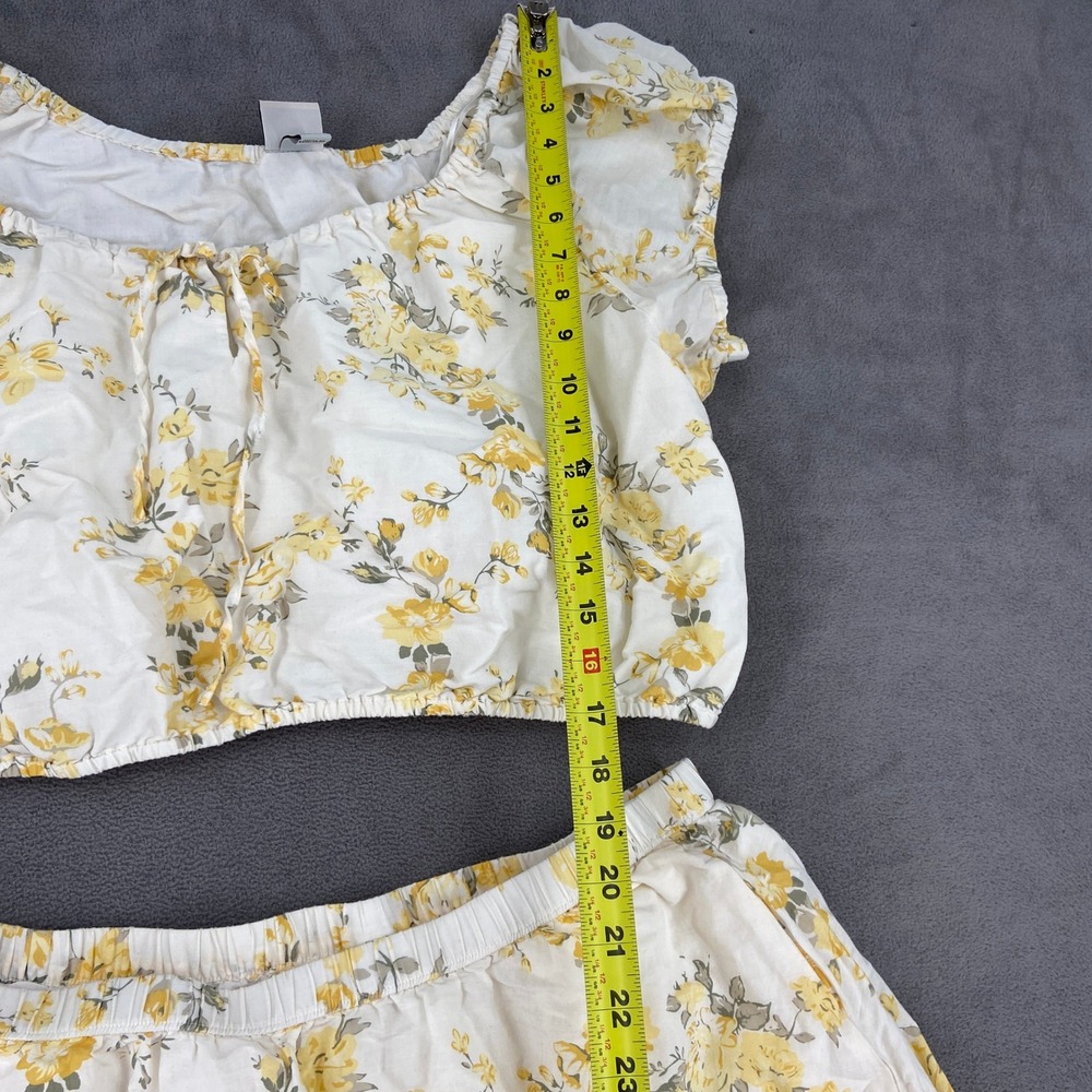 A New Day Yellow Floral 2 Piece Set Crop Top and Midi Skirt XL Womens White - Picture 9 of 11